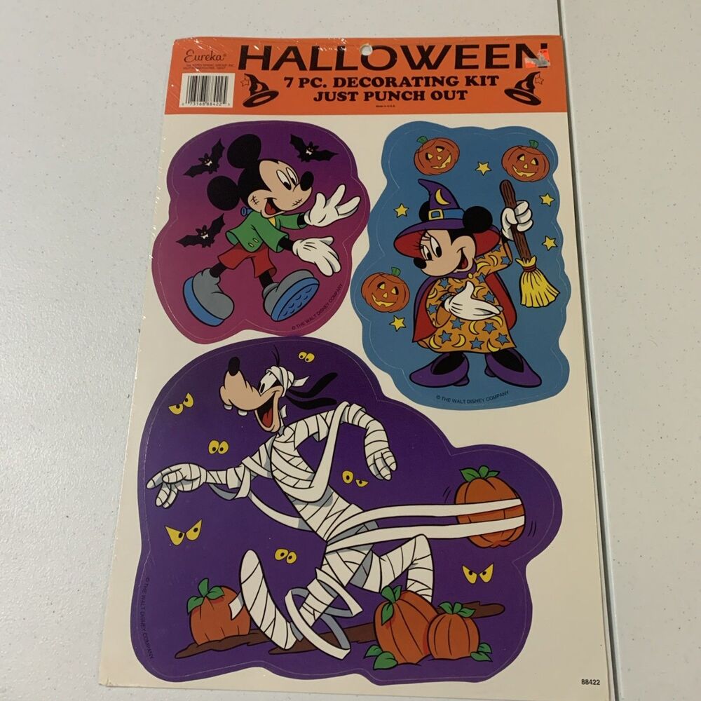 VTG Halloween Walt Disney 7 PIECE DECORATING KIT EUREKA New Punch Out Decor